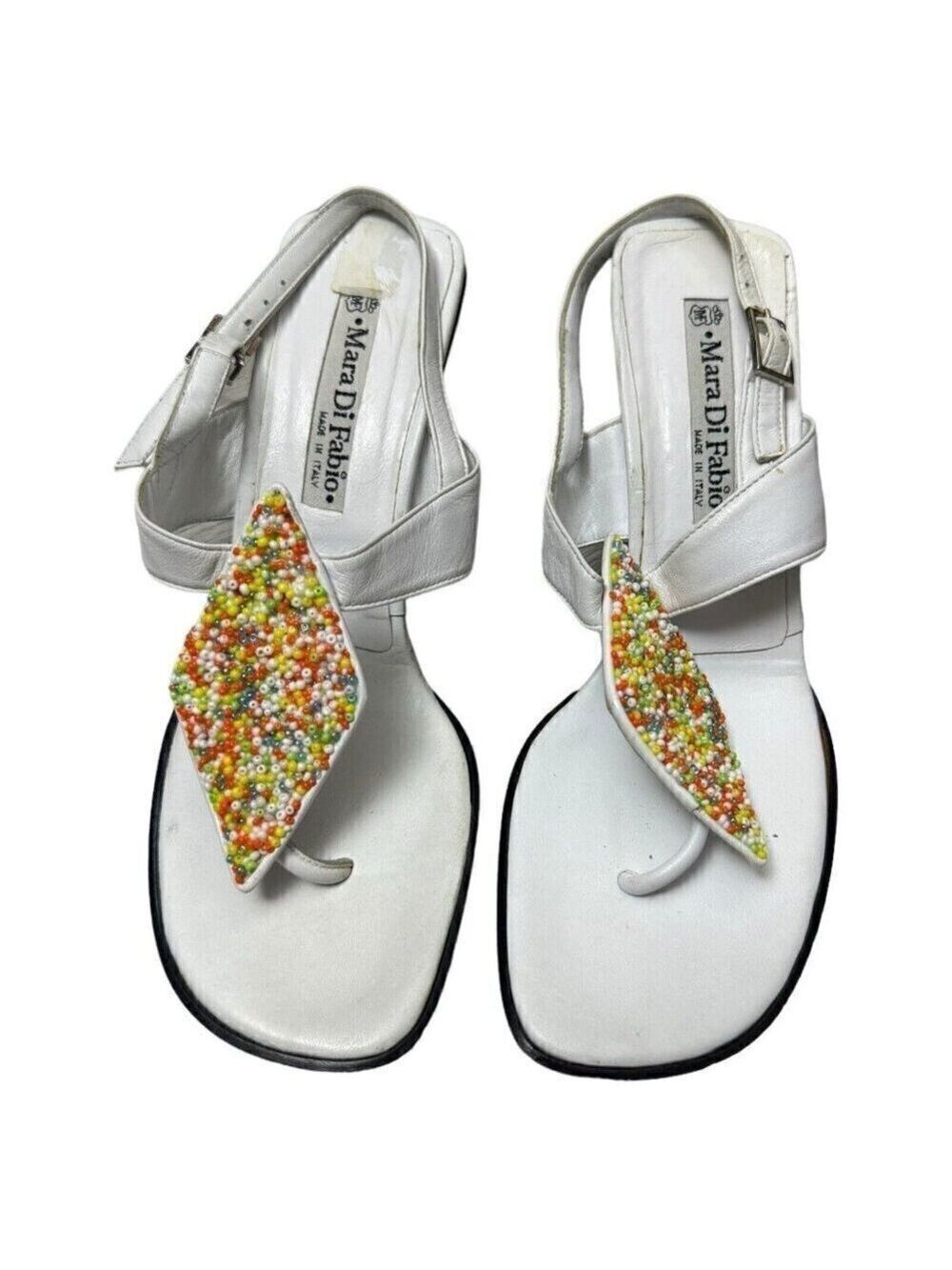 MARA DI FABIO Sandals Italian Luxury Designer Beaded Casual Summer Heels 6.5 US